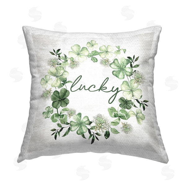 Stupell Industries Lettered And Lined | Lucky Irish Wreath Printed Throw Pillow