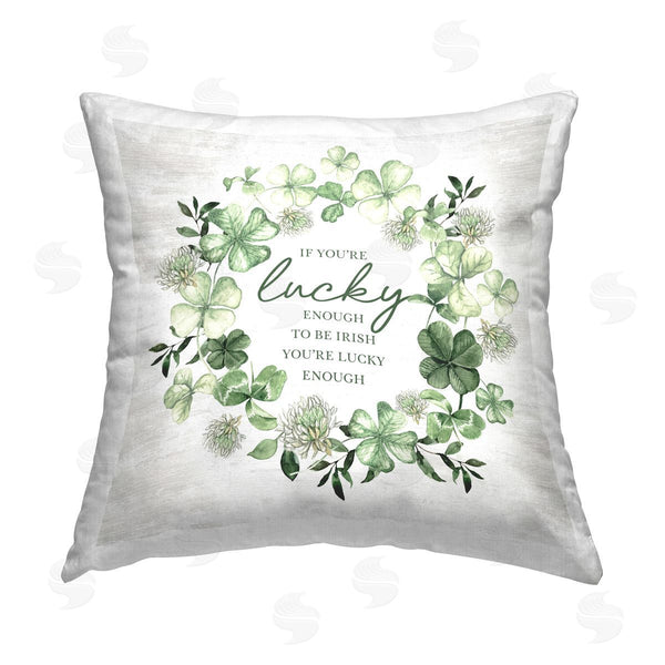 stupell industries Lettered and Lined | Lucky To Be Irish Wreath Printed Throw Pillow