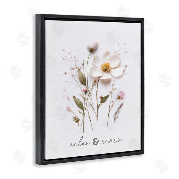 Stupell Industries Lettered And Lined | Pressed Flower Relax & Renew Wall Art