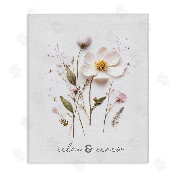 stupell industries Lettered and Lined | Pressed Flower Relax & Renew Wall Art