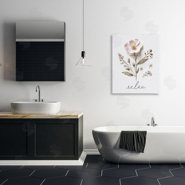 Stupell Industries Lettered And Lined | Pressed Flowers Relax Wall Art