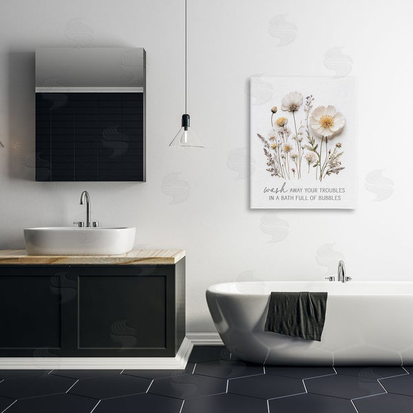 Stupell Industries Lettered And Lined | Pressed Flowers Wash Away Troubles Wall Art