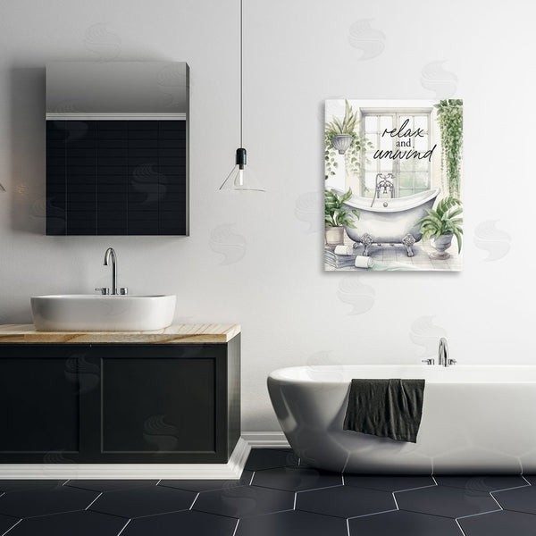 Stupell Industries Lettered And Lined | Relax Unwind Bath & Foliage Wall Art