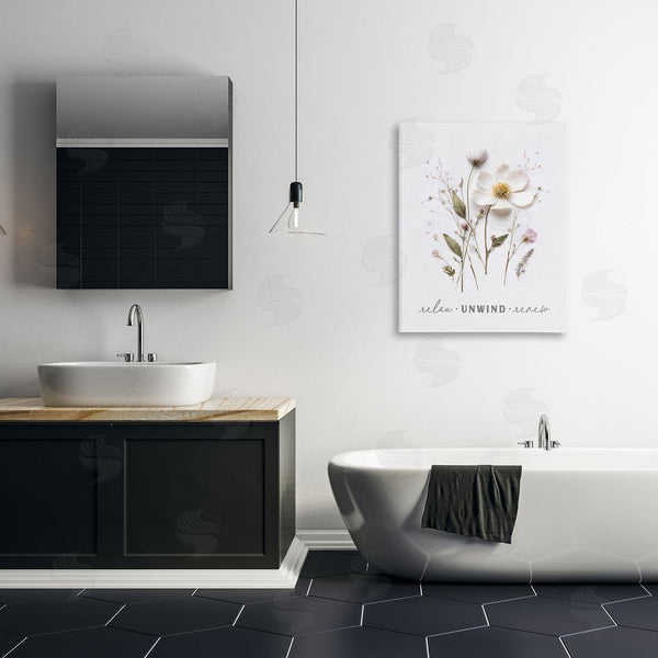 Stupell Industries Lettered And Lined | Relaxing Pressed Flowers Wall Art