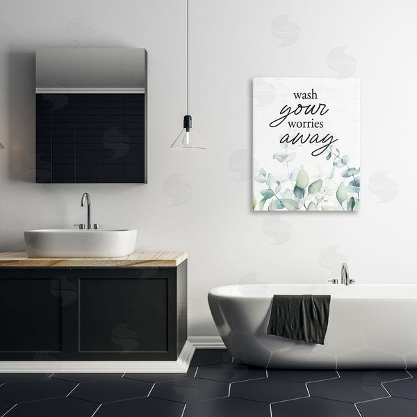 Stupell Industries Lettered And Lined | Wash Worries Away Herb Leaves Wall Art