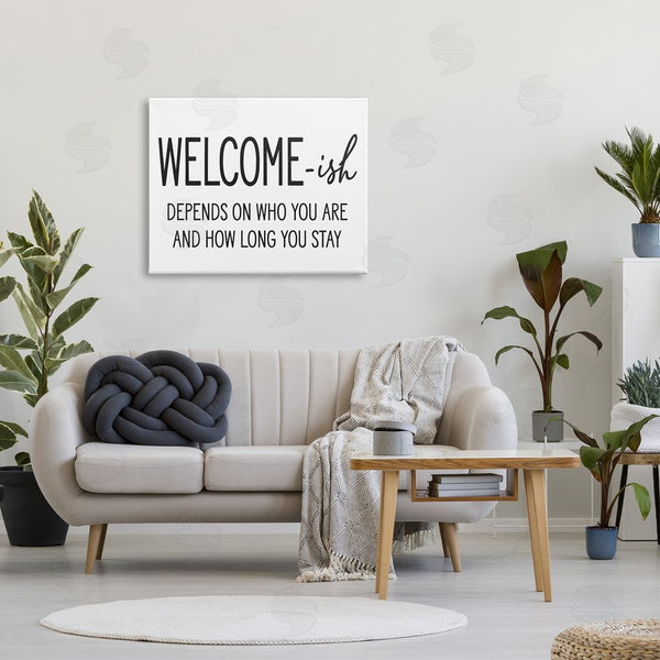 Stupell Industries Lettered And Lined | Welcome-Ish Funny Entryway Sign Casual Humor Wall Art