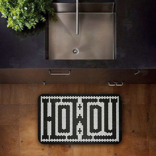 Stupell Industries Lettered And Lined | Western Greeting Howdy Black Anti-Fatigue Mat