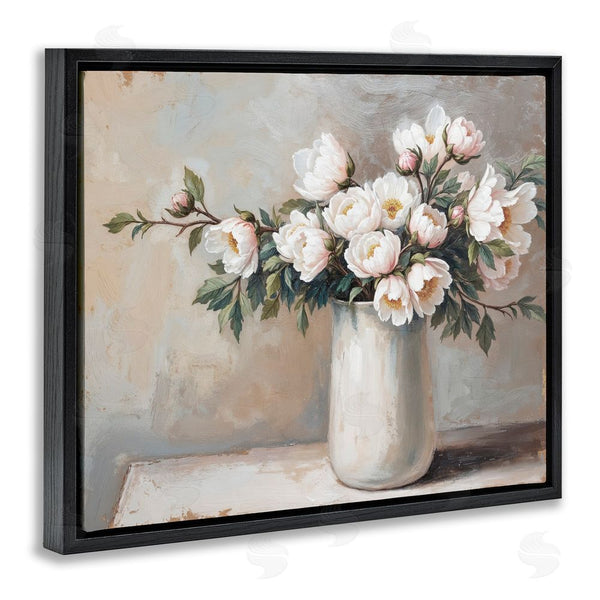 Stupell Industries Lettered And Lined | White Flowers In Vase Still Life Wall Art