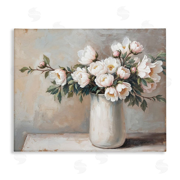 stupell industries Lettered and Lined | White Flowers in Vase Still Life Wall Art