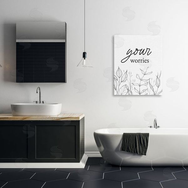 Stupell Industries Lettered And Lined | Your Worries Minimalist Leaves Wall Art