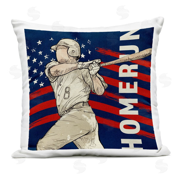 Stupell Industries LightBoxJournal | Patriotic Home Run Baseballer Printed Throw Pillow
