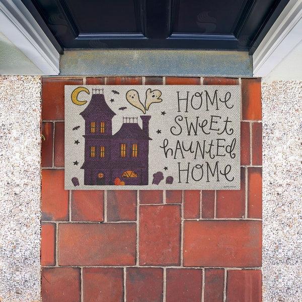 Stupell Industries Lindley Wiesner | Spooky Pals Sweet Haunted Home Faux Sisal Door Mat