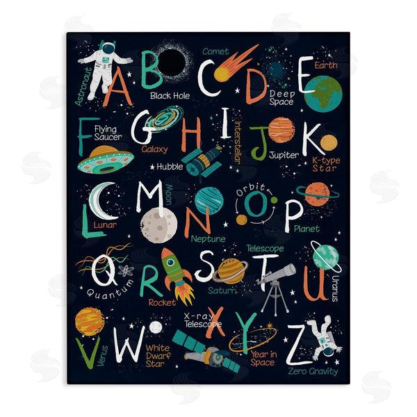 stupell industries Lisa Perry Whitebutton | Starry Space Alphabet Fantasy Constellations UFO ABC's Wall Art