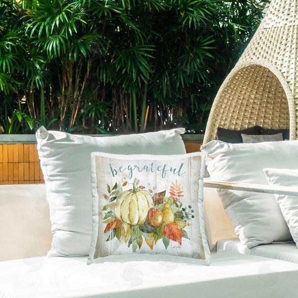 Stupell Industries Livi And Finn | Be Grateful Harvest Gourds Printed Throw Pillow