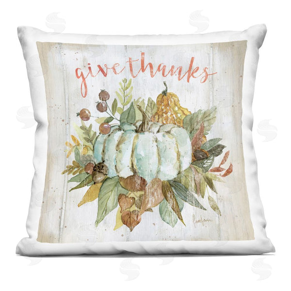 stupell industries Livi and Finn | Give Thanks Pumpkin & Leaves Printed Throw Pillow