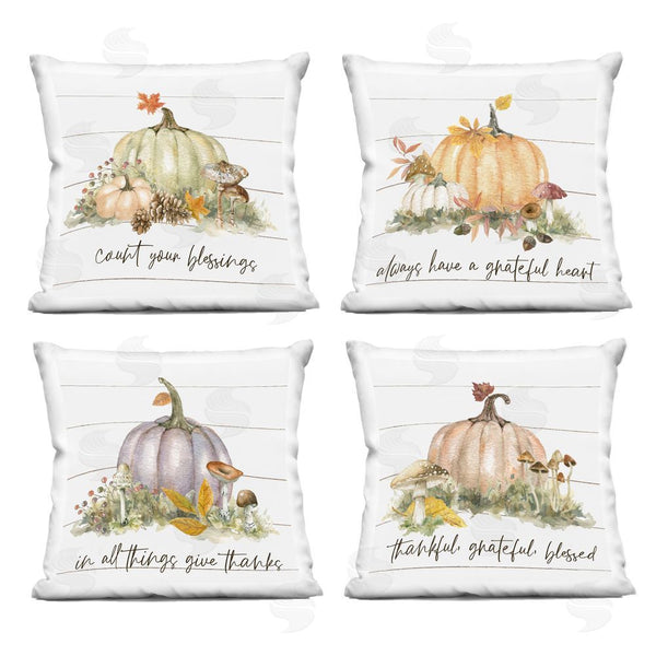 stupell industries Livi and Finn | Inspiring Woodland Harvest Words Printed Throw Pillow Set
