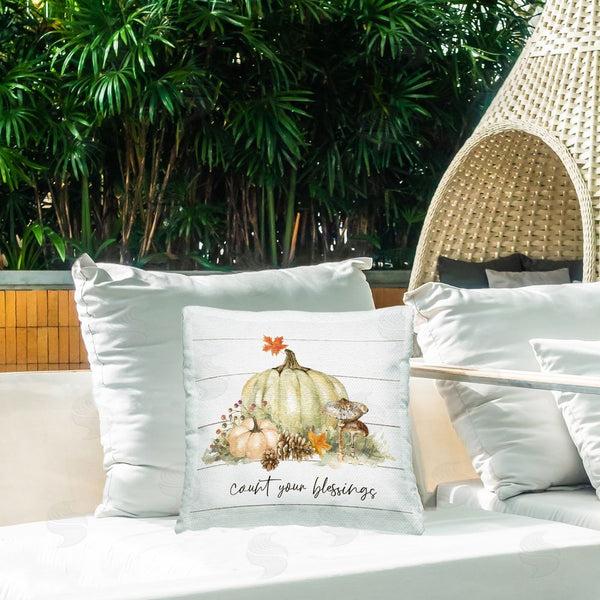 Stupell Industries Livi And Finn | Woodland Harvest Count Blessings Printed Throw Pillow