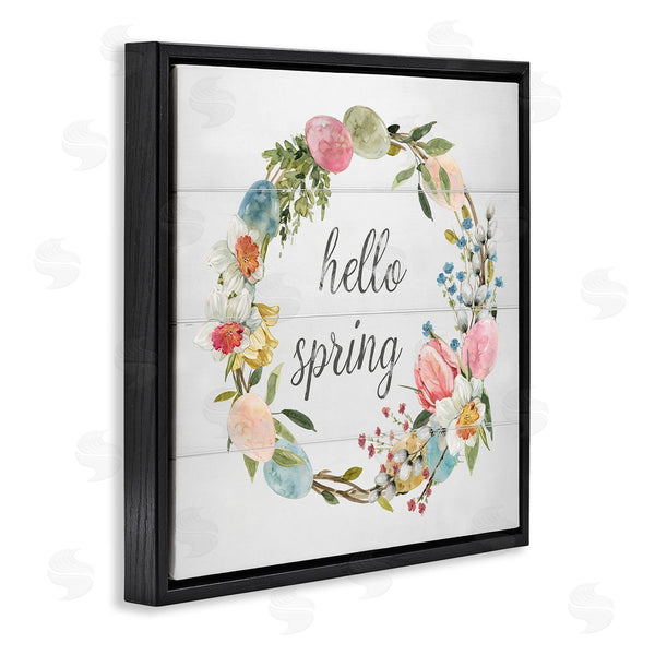 Stupell Industries Livi Finn | Hello Spring Floral Egg Wreath Wall Art