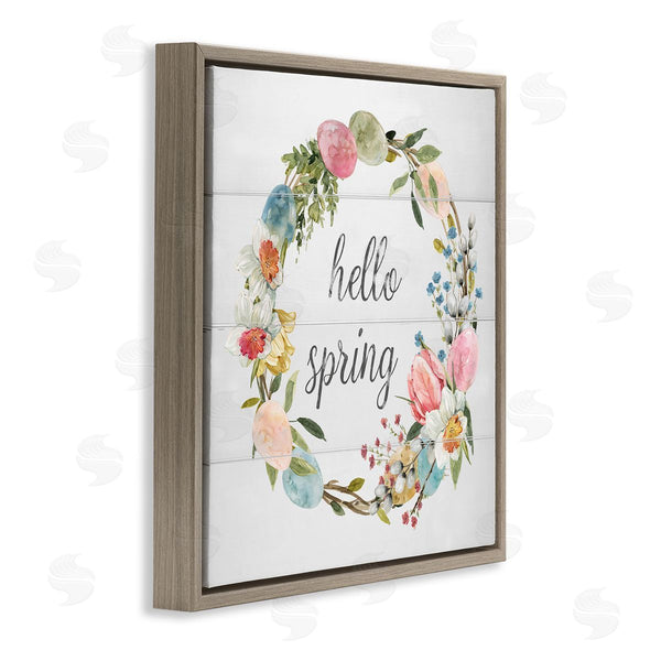 Stupell Industries Livi Finn | Hello Spring Floral Egg Wreath Wall Art
