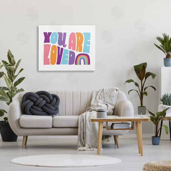 Stupell Industries Loni Harris | You Are Loved Rainbow Icon Dynamic Text Retro Typography Wall Art