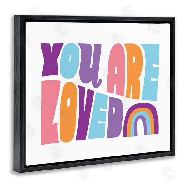 Stupell Industries Loni Harris | You Are Loved Rainbow Icon Dynamic Text Retro Typography Wall Art
