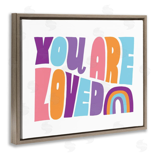 Stupell Industries Loni Harris | You Are Loved Rainbow Icon Dynamic Text Retro Typography Wall Art