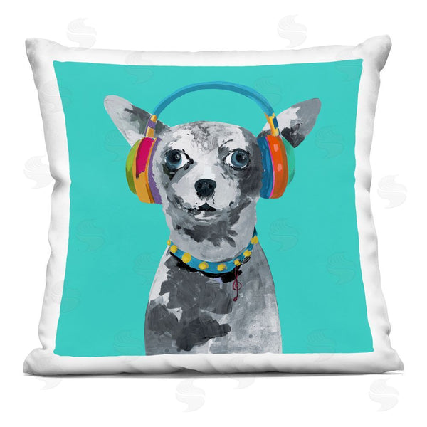 stupell industries Lorenzo Collective | Jammin' Pup on Blue Throw Pillow