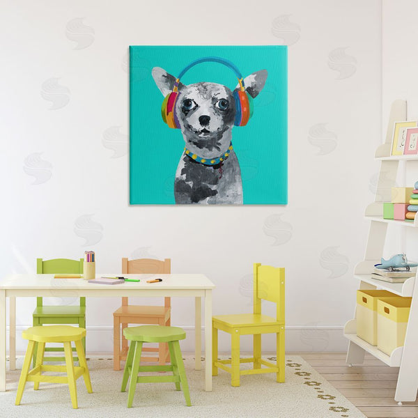 Stupell Industries Lorenzo Collective | Jammin' Pup On Blue Wall Art