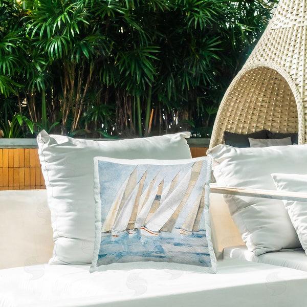 Stupell Industries Lorenzo Collective | Sailboat Regatta Coastal Scene Throw Pillow