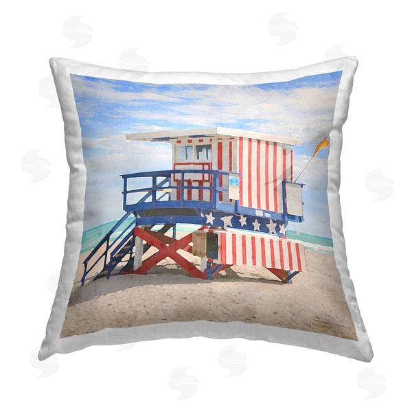stupell industries LSR Design Studio | Americana Beach Hut Printed Throw Pillow