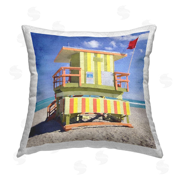 Stupell Industries LSR Design Studio | Beach Shack On Shore Printed Throw Pillow