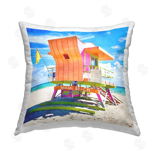 stupell industries LSR Design Studio | Miami Beach Shoreline Printed Throw Pillow