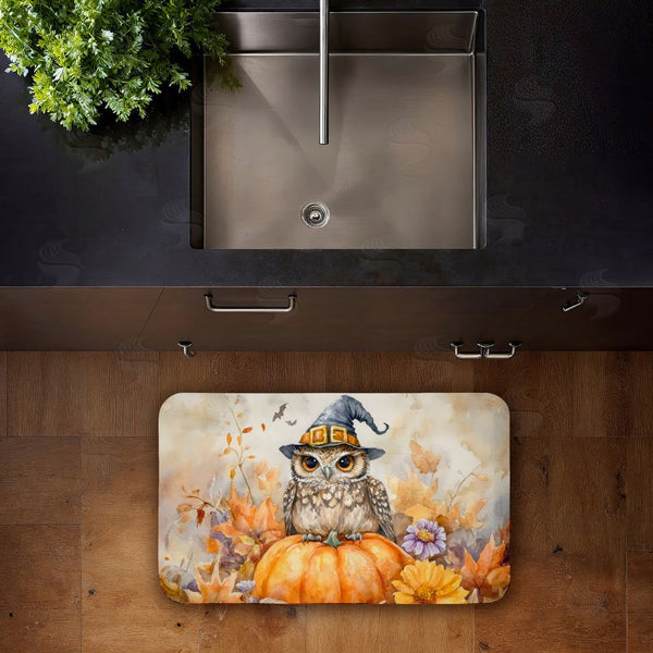 Stupell Industries LSR Design Studio | Owl Perched On Pumpkin Anti-Fatigue Mat