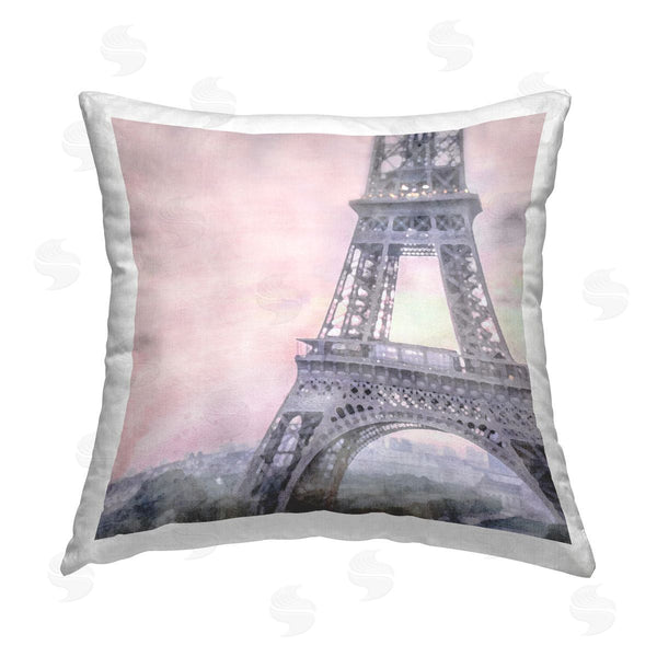 stupell industries LSR Design Studio | Pastel Eiffel Tower View Printed Throw Pillow