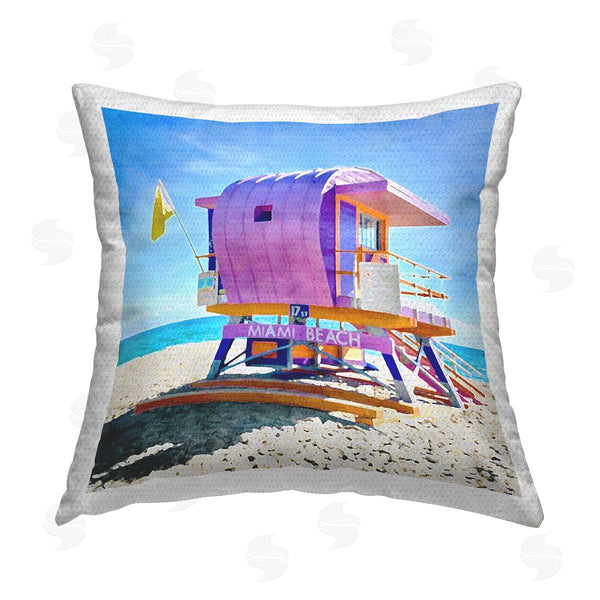Stupell Industries LSR Design Studio | Purple Beach Shack Printed Throw Pillow