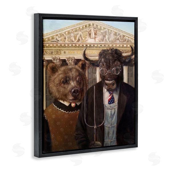 Stupell Industries Lucia Heffernan | American Gothic Stock Market Parody