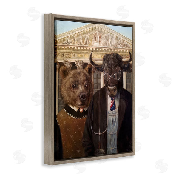 Stupell Industries Lucia Heffernan | American Gothic Stock Market Parody