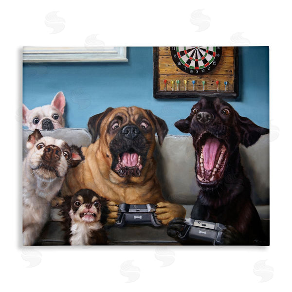 stupell industries Lucia Heffernan | Funny Dogs Playing Video Games