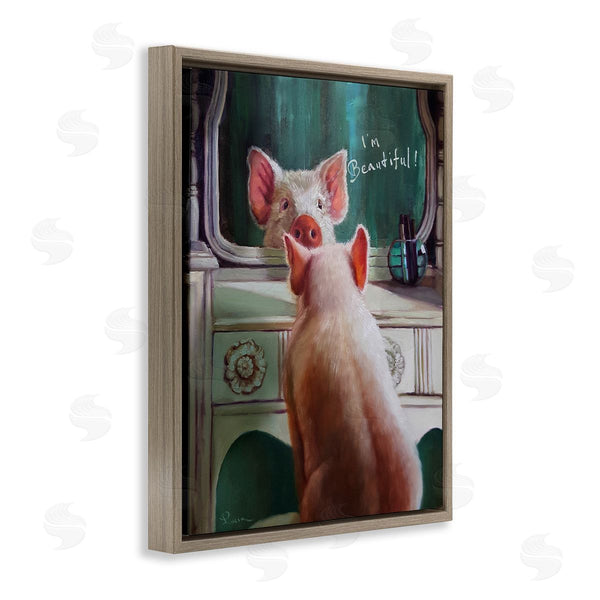 Stupell Industries Lucia Heffernan | I'm Beautiful Pig In Mirror