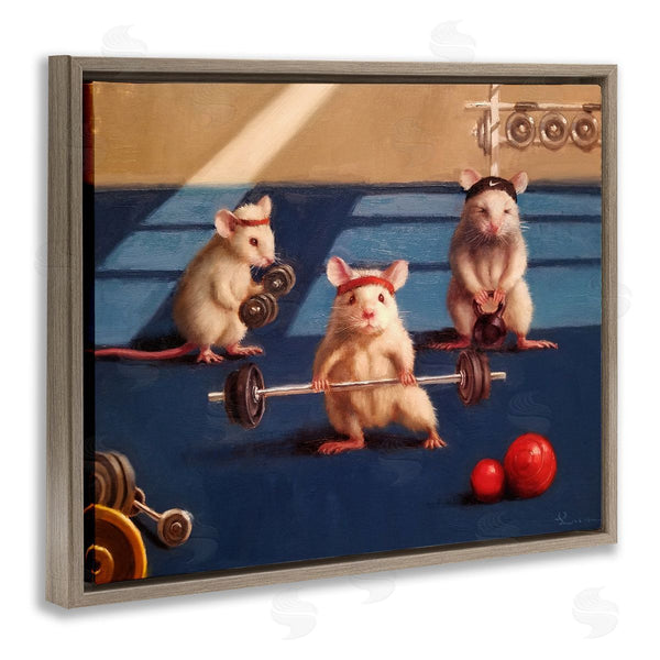 Stupell Industries Lucia Heffernan | Mice Lifting Weights Gym Humor