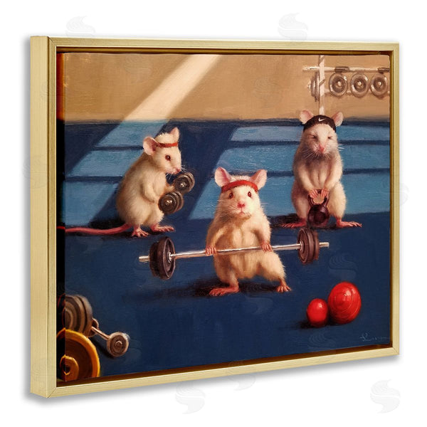 Stupell Industries Lucia Heffernan | Mice Lifting Weights Gym Humor