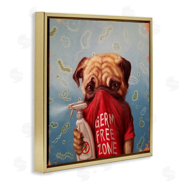 Stupell Industries Lucia Heffernan | Pug Portrait Germ Free Zone