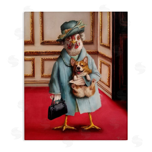 stupell industries Lucia Heffernan | Queen Chicken with Corgi Regal Animals