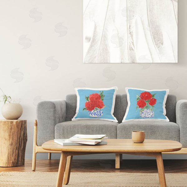Stupell Industries Lucille Price | Red & Blue Hydrangea Vases Throw Pillow