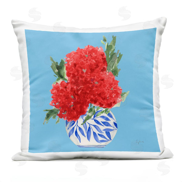 Stupell Industries Lucille Price | Red Hydrangeas In Vase Throw Pillow