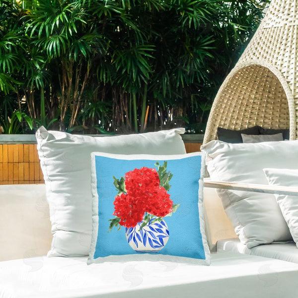 Stupell Industries Lucille Price | Red Hydrangeas In Vase Throw Pillow