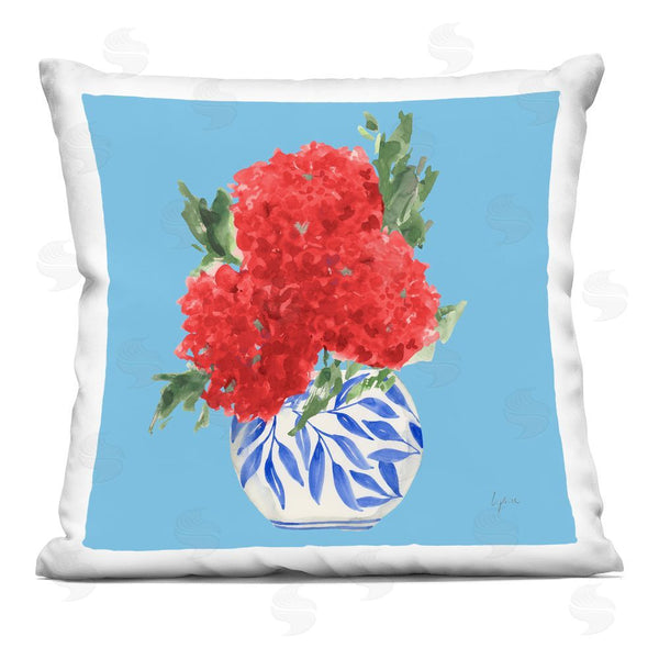 stupell industries Lucille Price | Red Hydrangeas in Vase Throw Pillow