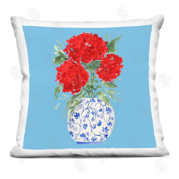 stupell industries Lucille Price | Red on Blue Hydrangeas Throw Pillow