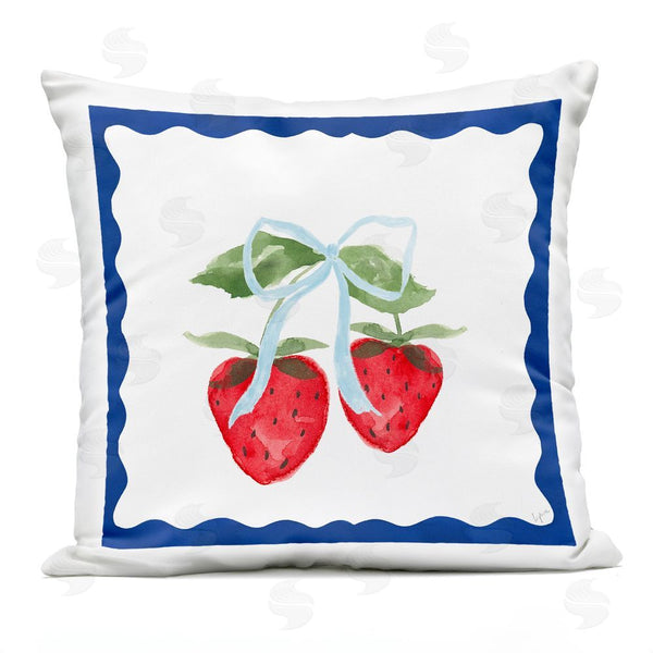 Stupell Industries Lucille Price | Strawberries & Blue Ribbon Throw Pillow