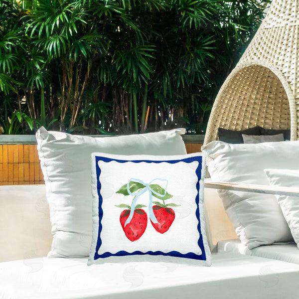 Stupell Industries Lucille Price | Strawberries & Blue Ribbon Throw Pillow